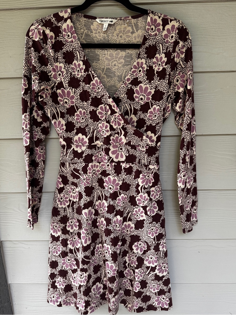 Toad&Co Burgundy and Pink Floral Wrap Dress